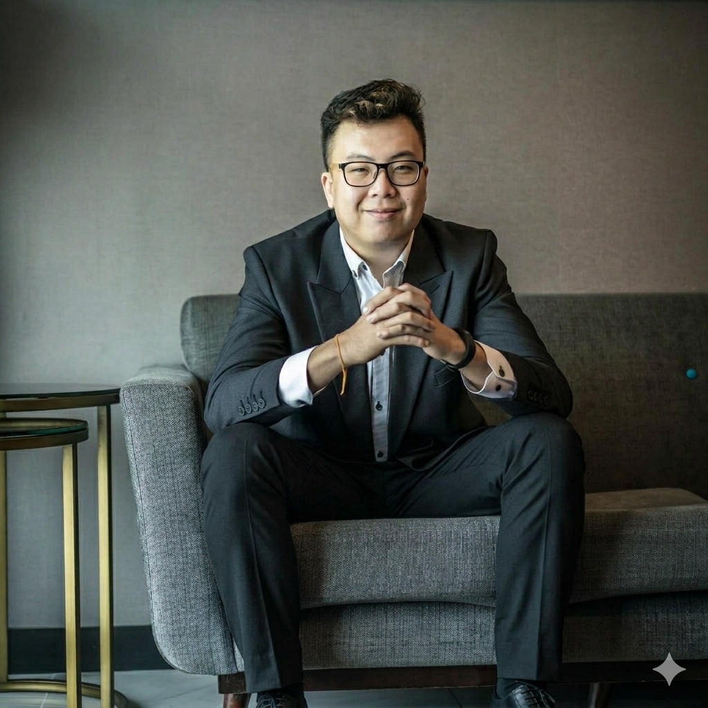 Founder Zack Yong sitting on sofa